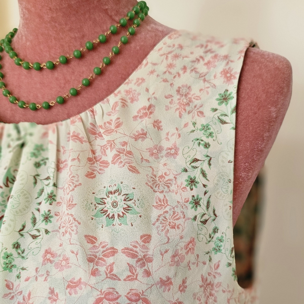 Rose + Olive sleeveless top, size Medium